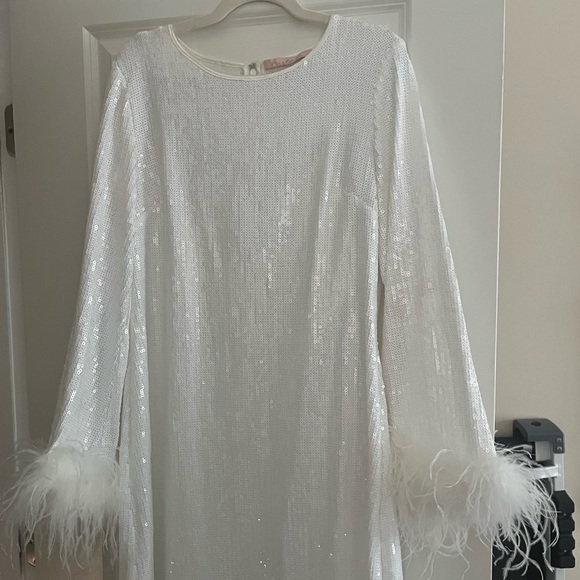 Hutch White Feather Cuff Mini Dress - Picture 2 of 5